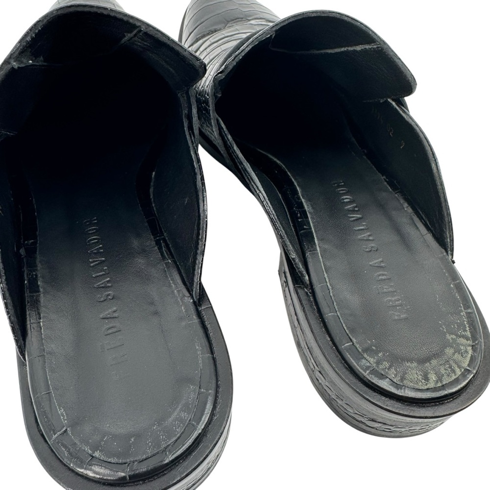 Freda Salvador Keen Mules Croc Embossed Black 9 - Picture 7 of 9